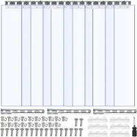 Vevor kirkas PVC-nauhaverho, korkeus 2,1 m x leveys 0,9 m x paksuus 2 mm, 6 kpl pakastimen jäähdyttimen verholiuskoja, sileät, vedenpitävät muovioviliuskat varastoon, pakastimeen, autotallin oviin