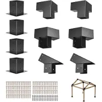 Vevor Pergola -sarja, 4x4 tuuman teräväkärkiset pergolakiinnikkeet 92 x 92 mm:n puutavaralle todellisessa koossa, 3-/4-suuntainen huvimajakiinnike pylväsjaloilla ja harjakiinnikkeillä ulkopergola-huvi