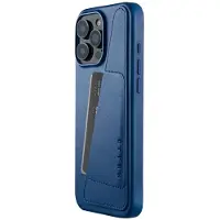 Mujjo Full Leather, iPhone 16 Pro Max -lompakkokotelo, Monaco Blue