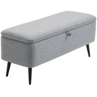HOMCOM Istuinpenkki, säilytyspenkki, pehmustettu penkki, pellavan näköinen, kantavuus 150kg asti, 101x38,5x44,5 cm, Harmaa