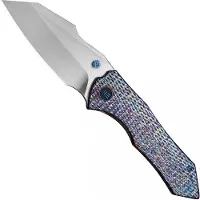 We Knife High-Fin XL kääntöveitsi, Diamond Pattern Flamed Ti, Satin