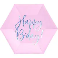 Party Deco PartyDeco paperilautaset ”Happy B’day!&amp;quot;, 20 cm, 6 kpl