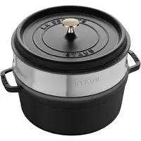 Staub roasting pan - cocotte 26cm, 5,2L, black with steam tray