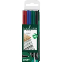 Faber-Castell Multimark -kuitukärkikynä, 0,6mm, 4 Väriä
