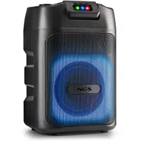 NGS Wild Club – Kannettava Bluetooth-kaiutin, 80 W teho, TWS, laservalot, kaksoismikrofonitulo, USB/AUX/TF-portti
