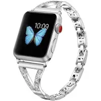 SKALO Kapea metallinen rannekoru Bling Apple Watch SE 40mm - Hopea