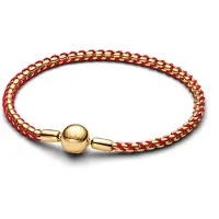 Pandora Red Cord Snake Chain Bracelet - Gold - 20 CM