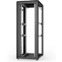 Digitus DN-31122-B, Itseseisova teline, 42U, 800 kg, Kotelon kiskot, Säädettävät jalat, Musta