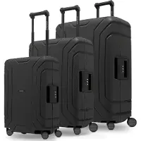Redolz Essentials 15 -matkalaukkusetti, 4-pyöräinen, 3-osainen, kolmipistekiinnityksellä Musta