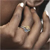 Pandora Celestial Sun 14K Gold-Plated Ring With Clear Cubic Zirconia - Gold - 52