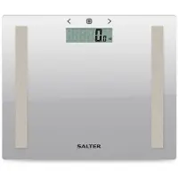 Salter 9113 SV3RAREU16 Kompakti lasi-analysaattori Kylpyhuoneen vaaka - hopea