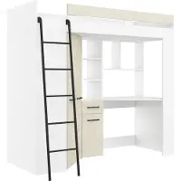 Meblocross Kerrossänky Floor L, 200x80 cm, Valkoinen/Manteli – Tila‑säästävä mukavuus kahdelle nukkujalle