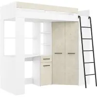 Meblocross Floor P kerrossänky 200x80 cm, valkoinen/manteli – tilaa‑säästävä mukavuus kahdelle