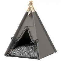 Hobby Hall Tipi-teltta lemmikeille, Tipi-mallinen lemmikkisänky, kissan teltta tyynyllä, koiran sänky nukkumiseen, kissan peti, Harmaa, Harmaa