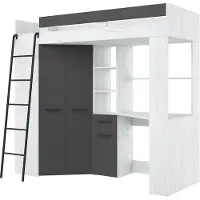 Meblocross Floor L kerrossänky 200x80 cm, valkoinen/harmaa MDF
