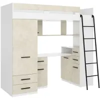 Meblocross Kerrossänky Smyk P 200x80 cm, Manteli/Valkoinen – Tilaa‑säästävä sänky työpöydällä ja säilytystilalla