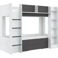 Meblocross Everest L parvisänky 200x80 cm, valkoinen/harmaa MDF