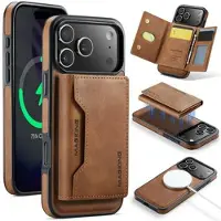 DG Ming iPhone 17 Pro/18 Pro MagKing K2 MagSafe Kotelo irrotettavalla lompakolla - ruskea