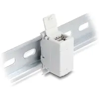 DeLOCK – RJ45 Coupler Cat.6A jack to jack with dust protection cap for DIN rail mounting grey (90768)