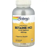 Solaray , High Potency Betaine HCl with Pepsin, 250 VegCapsia