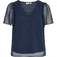 Vila Vifalia V-Neck S/S Top 1 - Navy - 38