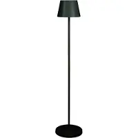 Konstsmide LED-akku-lattiavalo Pomezia, musta, 124 cm, IP54, USB himmennettävä, Musta, Olohuone/ruokailutila, Alumiini, Moderni