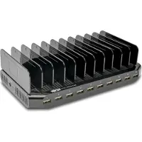 Tripp Lite 10-Port USB Charging Station with Adjustable Storage 12V 8A (96W) USB Charger Output Schuko Teho Cord Teho adapter - 10 x 4 pin USB Tyyppi A - 96 Watt