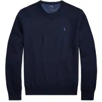 Ralph Lauren Mesh-Knit Cotton Crewneck Sweater - Navy - M