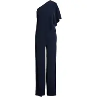 Ralph Lauren Cape Georgette One-Shoulder Jumpsuit - Navy - 42