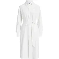 Ralph Lauren Belted Cotton Oxford Shirtdress - White - 42
