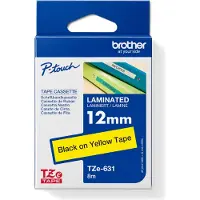 Brother 12mm teippi, musta keltaisella pohjalla, laminoitu, 8m
