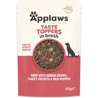 Applaws 24x85g nauta, vihreät pavut, bataatti & punainen paprika Taste Toppers Pouch in Broth koiralle