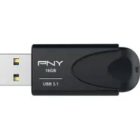 PNY Technologies Attache 4, 16 GB, USB A-tyyppi, 3.2 Gen 1 (3.1 Gen 1), 80 MB/s, Ilman suojusta, Musta (FD16GATT431KK-EF)