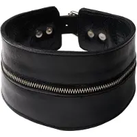 Kiotos Leather Leveä Kaulapanta Vetoketjulla - Black