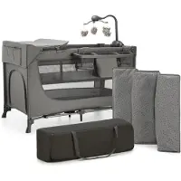 Kinderkraft JOY 2 Matkasänky + Lisätarvikkeita, Dark Grey