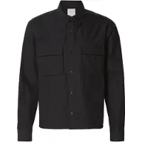 Calvin Klein Ls Cotton Nylon Easy Cropped Shi - Black - XL