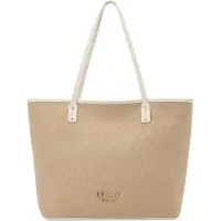 Liu Jo for woman. AA6070-T378A Beige jacquard woven tote bag (OSFA), Casual, Polyurethane