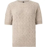 Pieces Pclelou Ss O-Neck Knit Noos Bc - Beige - S
