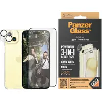 PanzerGlass 3-in-1 Bundle iPhone 15 Plus, Apple, Apple - iPhone 15 Plus, Asennus kuivana, Iskunkestävä, Läpinäkyvä, 1 kpl (B1174+2811)
