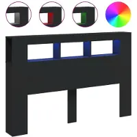 vidaXL Sängynpääty LED-valoilla, musta, 160x18,5x103,5 cm