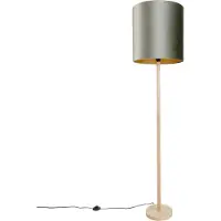 QAZQA Puinen lattiavalaisin vihreällä samettivarjostimella 40cm - Mels