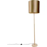 QAZQA Puinen lattiavalaisin pronssisella samettivarjostimella 40 cm - Mels