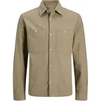 Jack & Jones Jprblurayle Linen Bl. Solid Ls Shirt Sn - Khaki green - XXL