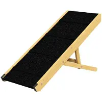 PawHut kokoontaitettava koiraramppi, korkeussäädettävä lemmikkiramppi, liukumaton koiranhoitoapu pienille ja keskikokoisille koirille 15 kg:n painoon asti, 83,5 x 35 x 47,5 cm, luonto
