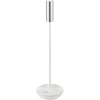 Sigor Nucandle ladattava pöytävalaisin, keraaminen valkoinen/kromi, 1,6W 2700 K, IP54, 180 lm Ra85