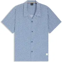 BOSS for man. 50535793 Beach Shirt blue (S), Casual, Viscose, Short sleeve