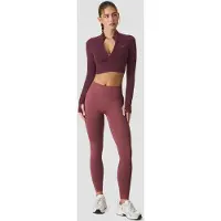 ICANIWILL Define Seamless Cropped Zip Jacket Maroon Red