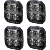 Purelux Varoitusvalo / Tasovilkku Strobe Ultra Slim Square - Valkoinen/Punainen / 12/24V / 8W / 60 mm, 4 kpl