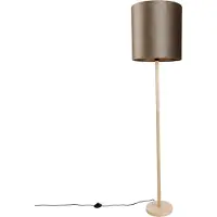 QAZQA Puinen lattiavalaisin taupenvärisellä samettivarjostimella 40 cm - Mels