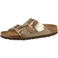 Birkenstock for woman. 1016111 Birko-Flor Arizona Sandals (Narrow Fit) gold (40), Flat, None, Casual